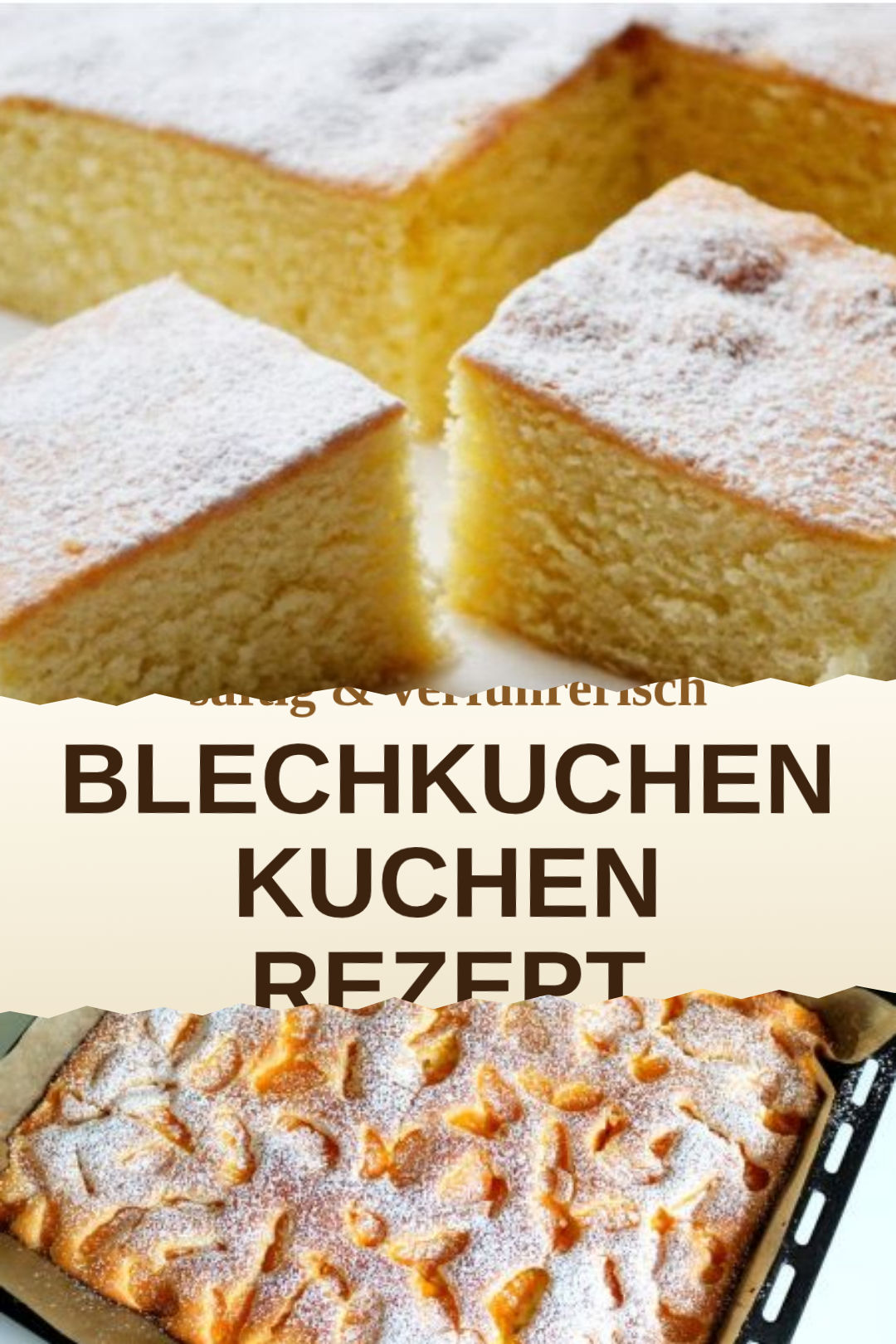 Pfirsich-Blechkuchen mit Mandeln, selbst gemacht und servierfertig