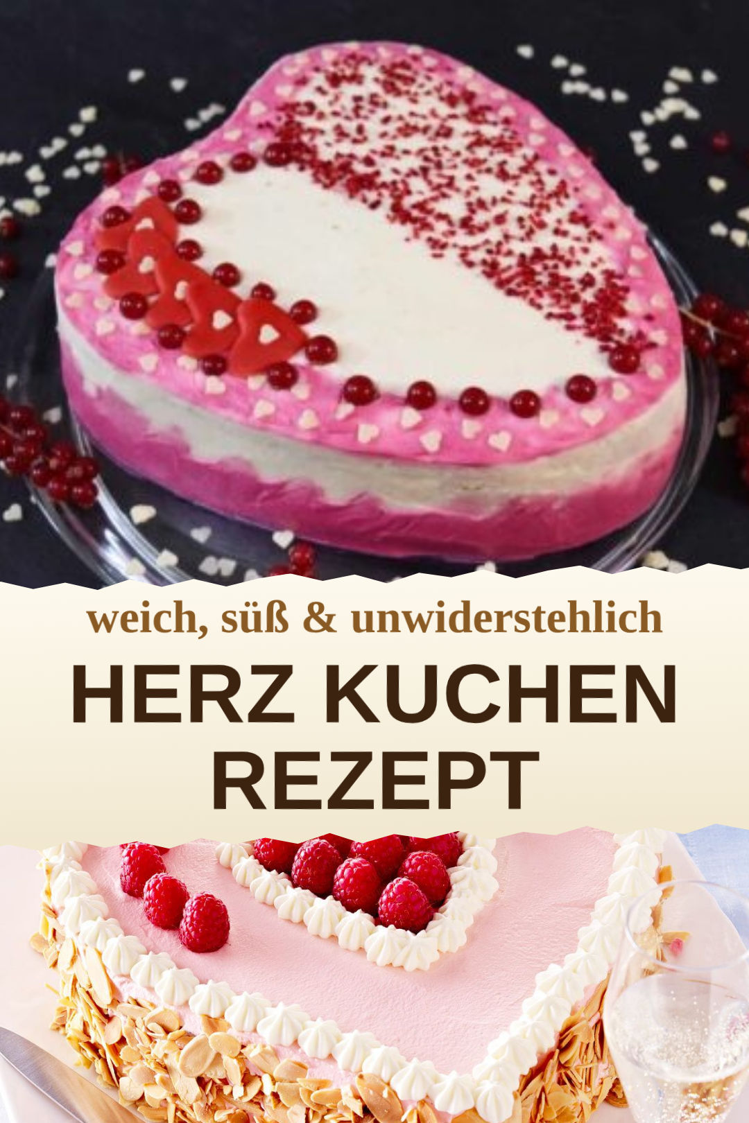 Zitronen-Herzkuchen mit Himbeerguss, selbst gemacht und servierfertig