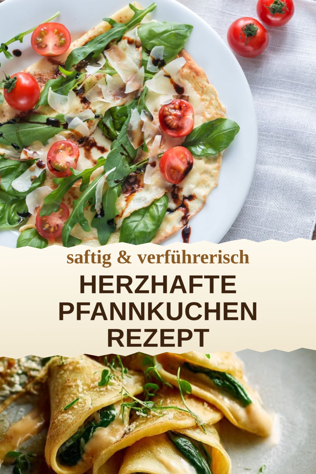 Herzhafte Pfannkuchen mit Spinat und Feta, selbst gemacht und servierfertig