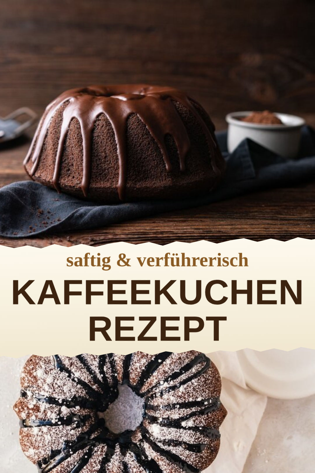 Kaffeekuchen mit Espresso-Schokoguss, selbst gemacht und servierfertig