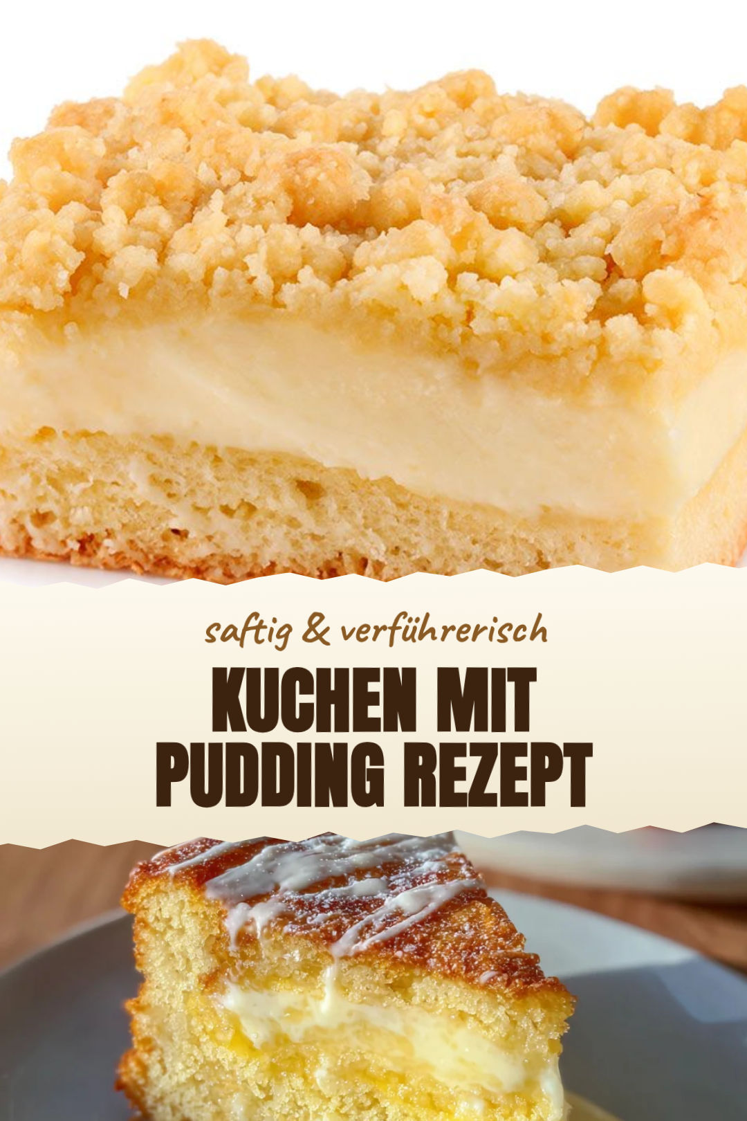 Saftiger Kuchen mit Vanillepudding und Streuseln