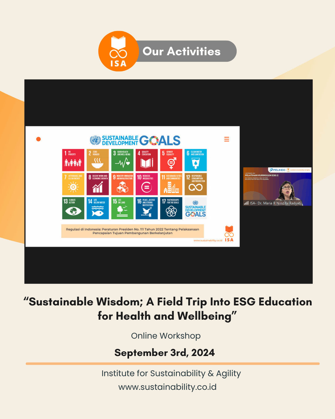 ISA Online Workshop "Sustainable Wisdom: A Field Trip Into ESG Education for Health and Wellbeing"