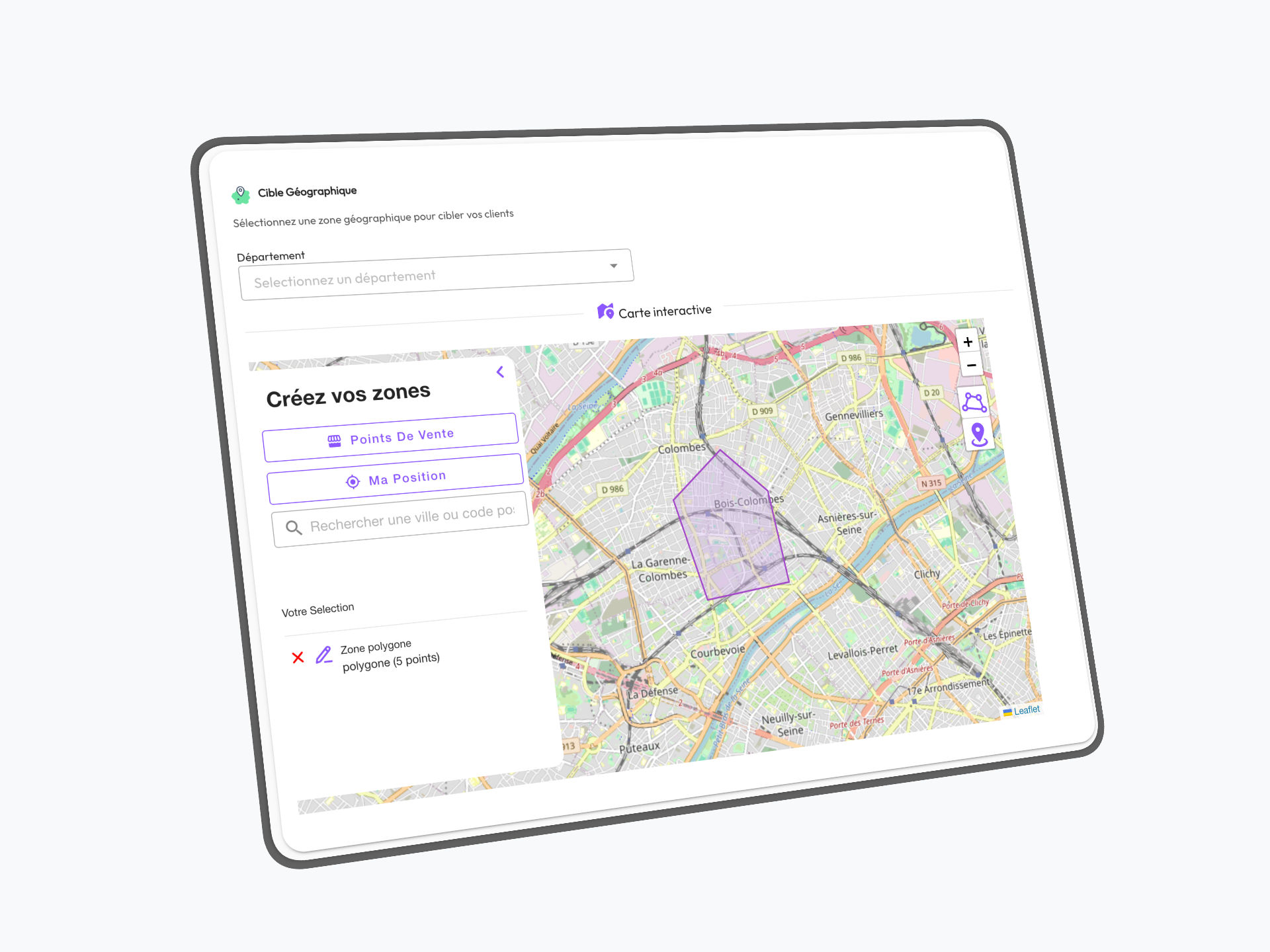 Interface de la plateforme LeClientRoi - tableau de bord campagne SMS