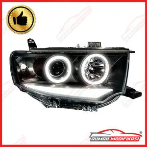 HEADLAMP - MITSUBISHI PAJERO SPORT 2009-2015 - BLACK - LIGHTBAR