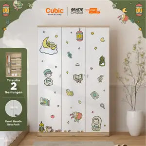 Cubic Lemari Pakaian Bergambar / Lemari Baju 3 Pintu / LUNA LP 3P R