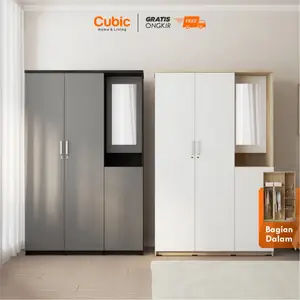 Cubic Lemari Pakaian Cermin Minimalis 3 Pintu / Lemari Baju - LUNA LPM 301