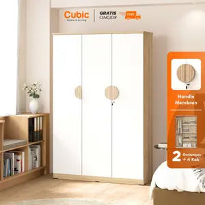 Cubic Lemari Pakaian Minimalis / Lemari Baju 3 Pintu / LUNA LP 3P -  HM
