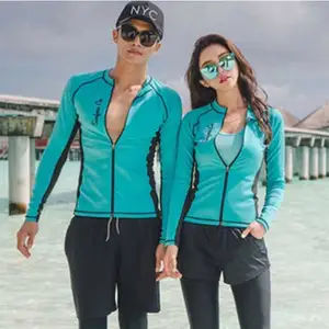 baju renang wanita panjang Ritsleting Pakaian Lengkap Cepat Kering Tabir Surya Wanita Pria Kancing Lengan Panjang Snorkeling Surfing dewasa tertutup jumbo