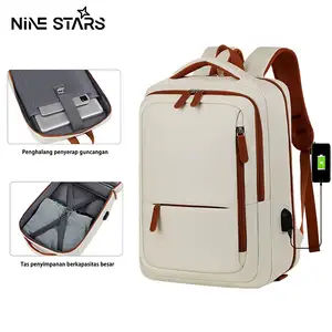 Nine Stars 17 inci tas laptop wanita tahan air tas ransel wanita serbaguna tas travel pria