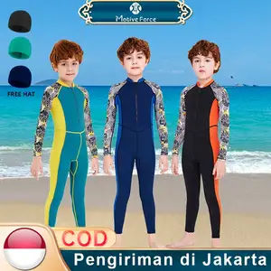 Motive Force Pakaian Renang Anak Laki-Laki Lengan Panjang Pelindung Sinar Matahari One-Piece Quick Drying Baju Berenang Anak Laki Laki