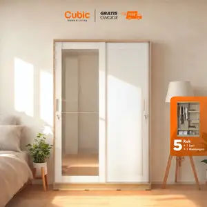 Cubic Lemari Pakaian Sliding Cermin Minimalis - LUNA SL 120