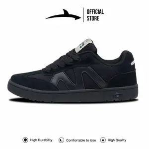 FINS SK8 Series Monster Full Black - Sepatu Sekolah Hitam Sneakers Pria Wanita Unisex Casual Original