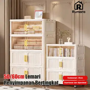 Rumara-Wardrobe Storage Lipat 2-6 Susun 50cm/60cm Lemari Plastik Serbaguna Pakaian