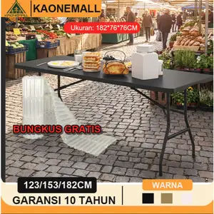 {KAONE} Meja lipat portable hitam Meja lipat jualan Penebalan 1.23/1.53/1.82m meja lipat plastik