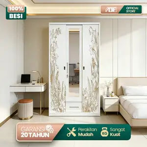 Lemari Pakaian Lemari Besi Sliding 2 Pintu Pakaian Lemari Baju Lemari Pakaian Aesthetic Full Motif
