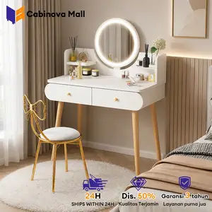 Meja Rias Lampu LED Meja Rias Dengan Laci Meja Rias Dengan Cermin Meja Kamar Tidur Minimalis