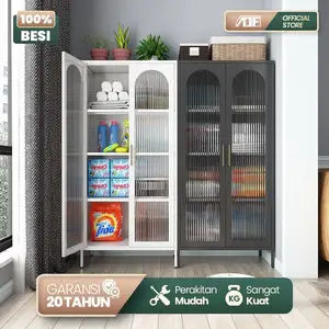 Lemari Besi Hias Ruang Tamu Lemari Pajangan Buku Lemari Kaca Display Aethtic Minimalis Full Besi