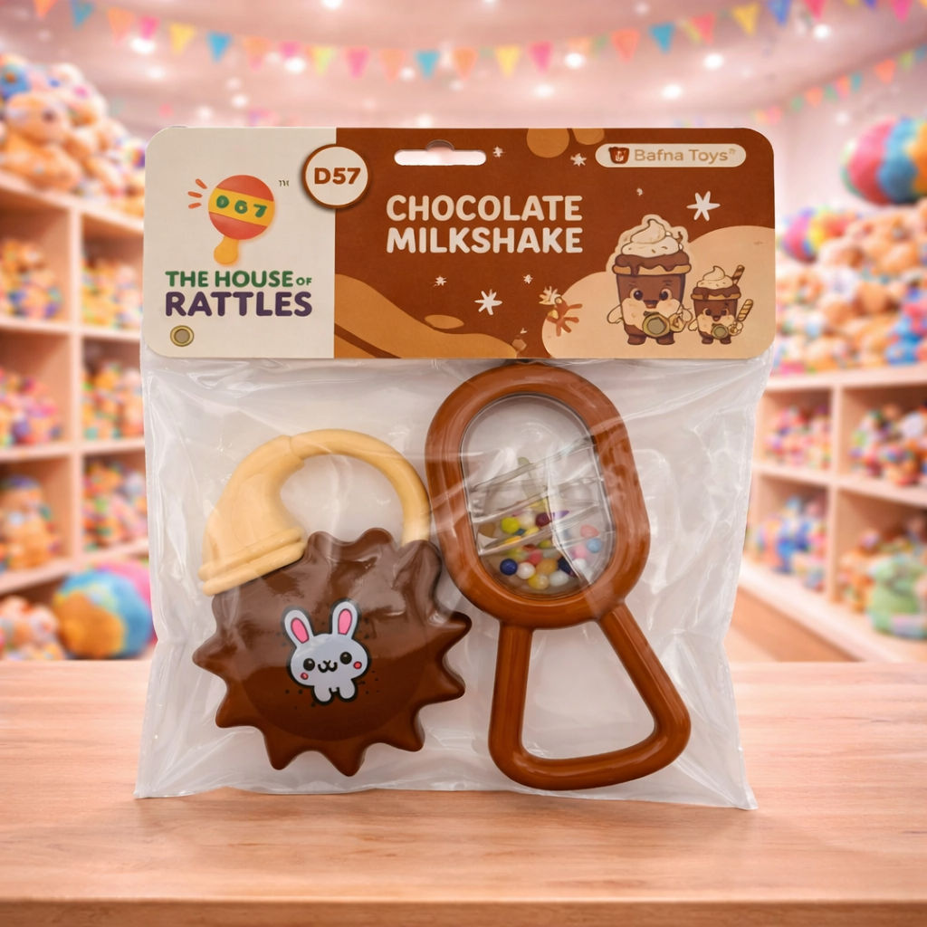 D57 Chocolate Milkshake Baby Rattle Toy Set – Cute Animal Infant ...