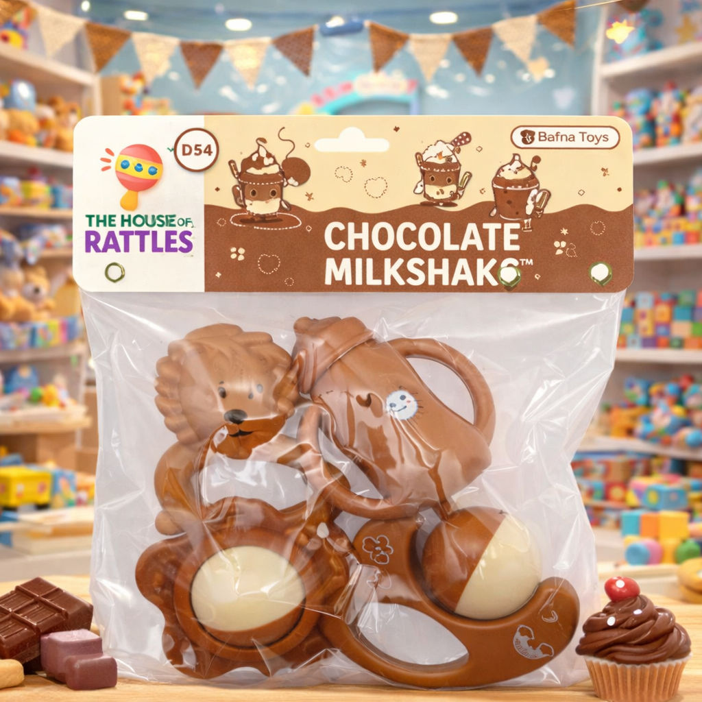 Chocolate Milkshake Baby Rattle Toy Set – Cute Animal Infant Sensory ...
