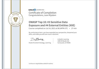 CertificateOfCompletion_OWASP_Top_10_3_Sensitive_Data_Exposure_and_4_External_Entities_XXE