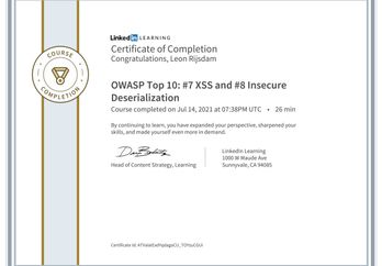CertificateOfCompletion_OWASP_Top_10_7_XSS_and_8_Insecure_Deserialization