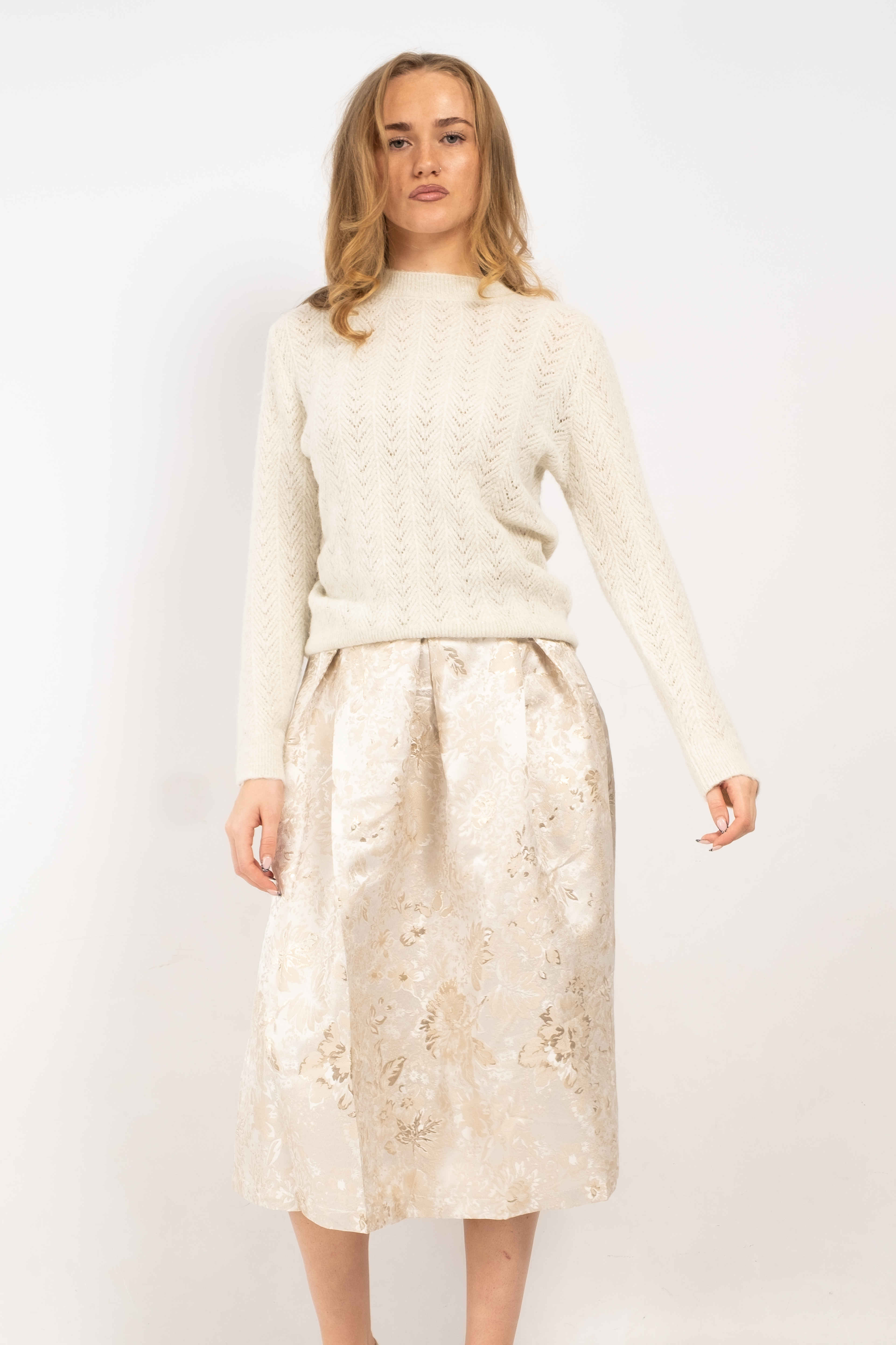 Lola Jacquard Pleated Midi Skirt