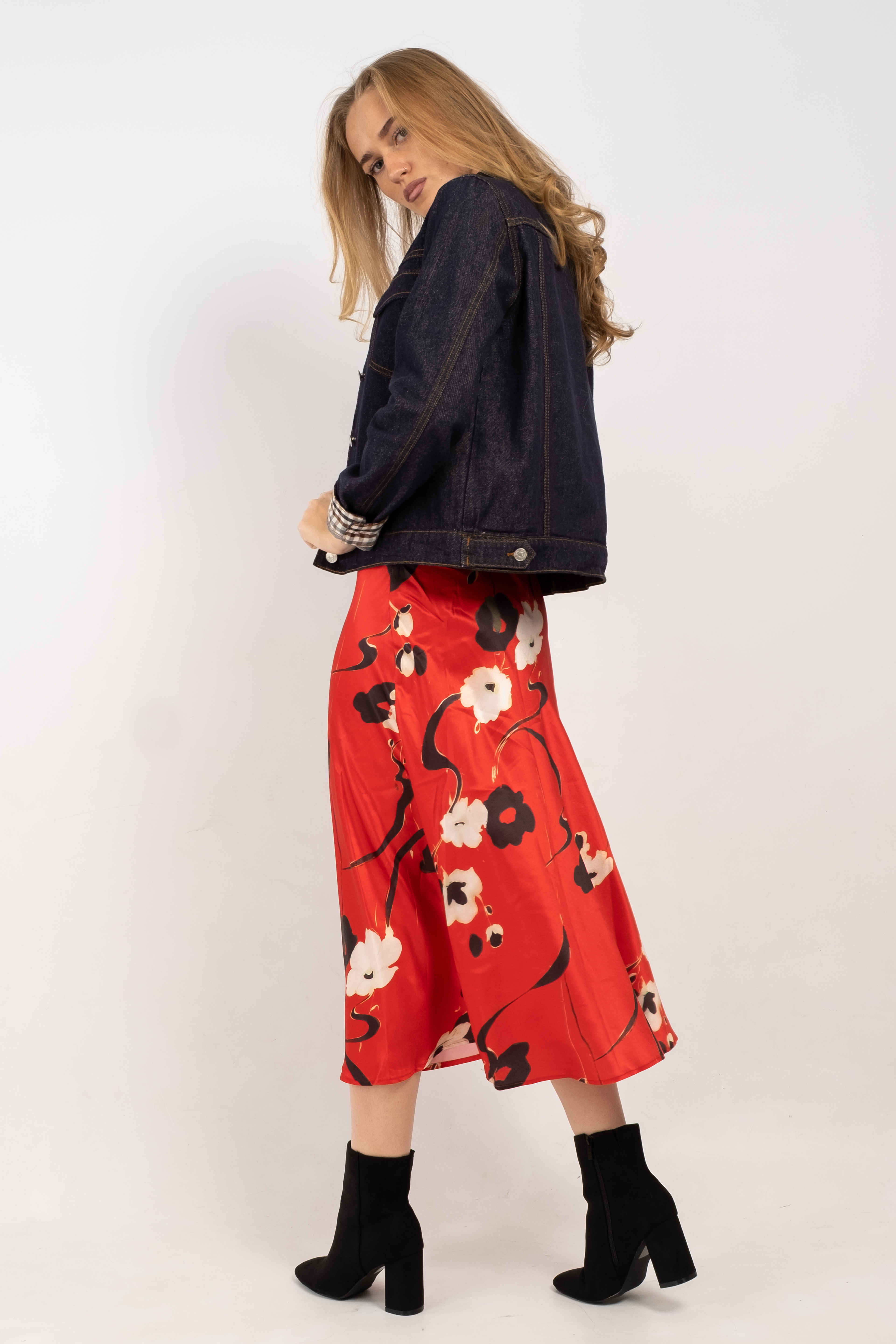 Eliza At The Art Gala Printed Satin Skirt