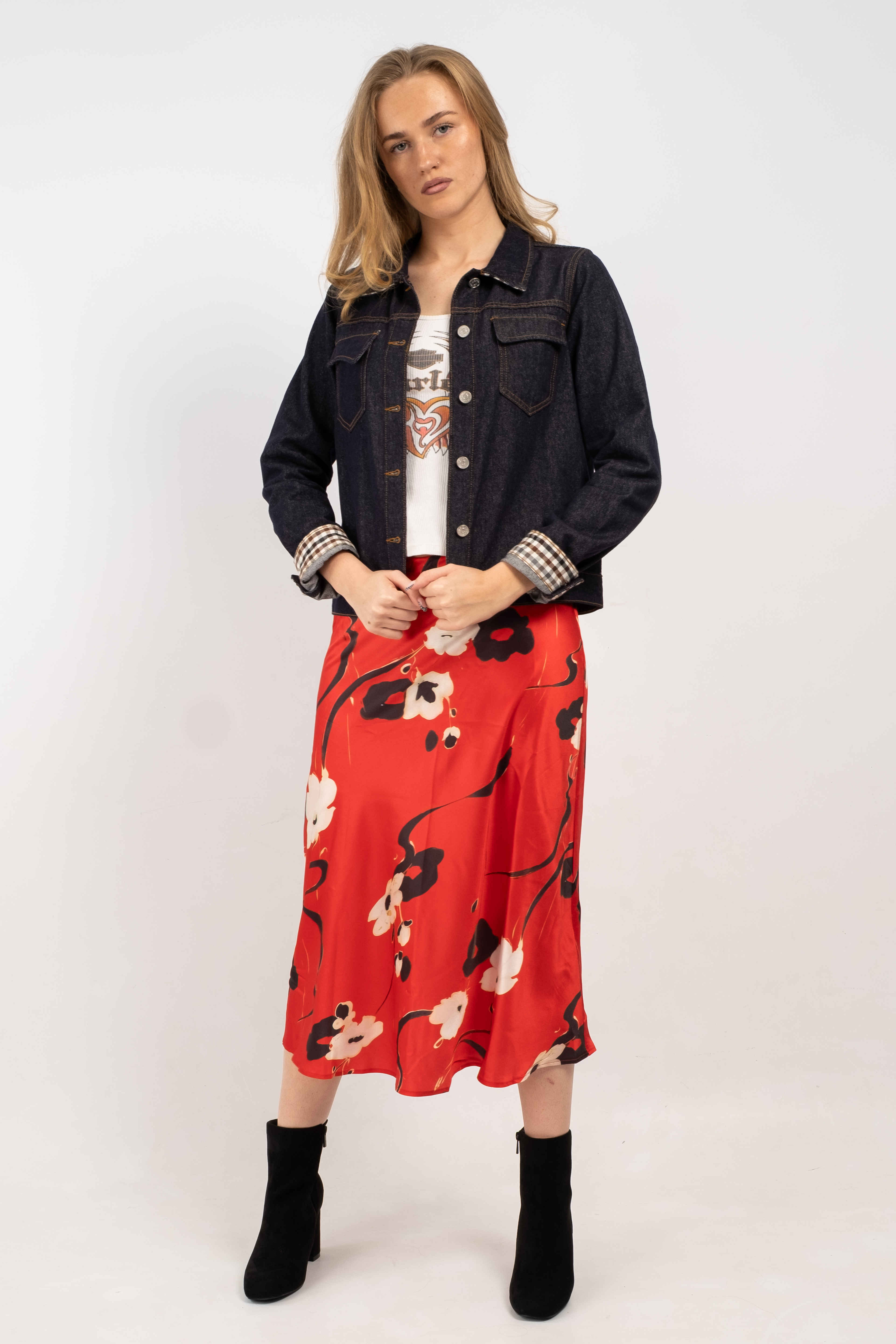 Eliza At The Art Gala Printed Satin Skirt