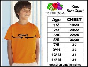 Fruit of the loom Kids Sizes