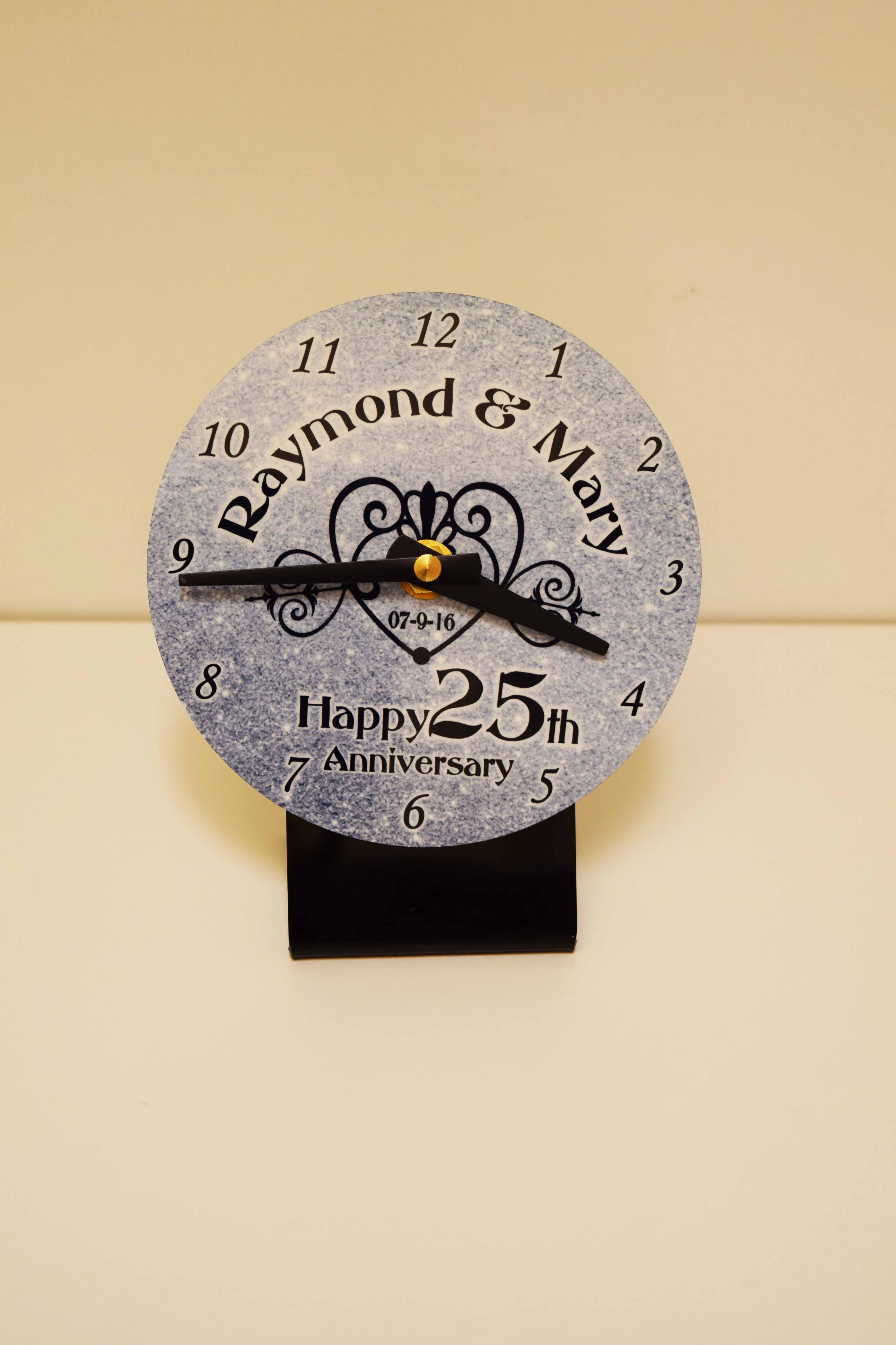 Silver Wedding Anniversary Personalized Desk Clock Customize Nation