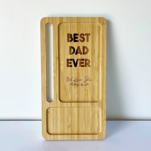 Personalised Bamboo Desk Organizer with Wireless Charger 01