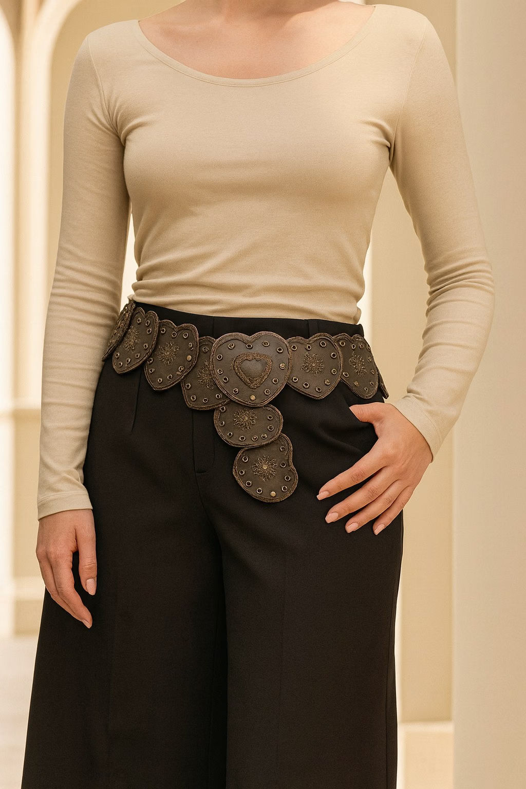 Silver Ornate Heart Waist Belt Cocaine Girl