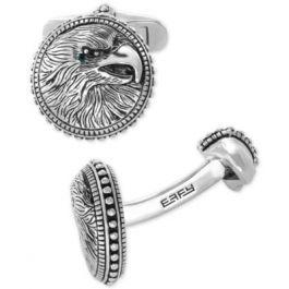 EFFY® Men's Black Spinel Eagle Cuff Links in Sterling Silver