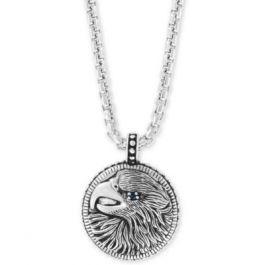 EFFY® Men's Black Spinel Eagle 22" Pendant Necklace in Sterling Silver