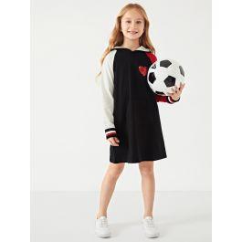 Toddler Girls Contrast Sequin Hoodie Dress