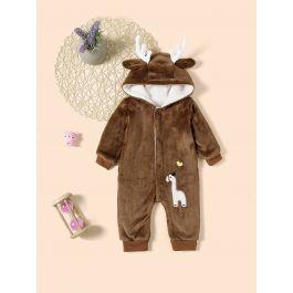 Baby Embroidery Detail Hooded Jumpsuit