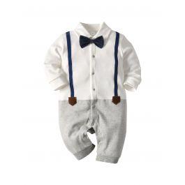 Baby Bow Tie Cut And Sew Button Through Jumpsuit