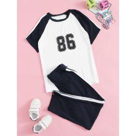 Boys Number Print Raglan Sleeve PJ Set