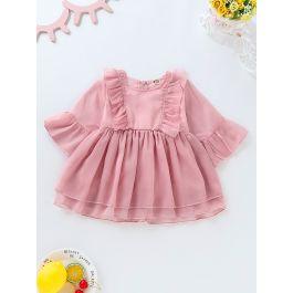 Toddler Girls Ruffle Zip Back Babydoll Dress