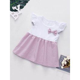 Baby Bow Gingham A-line Combo Dress