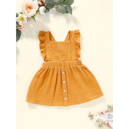 Baby Girl Ruffle Button Front Pinafore Dress