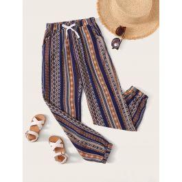 Boys Knot Waist Aztec Print Pants