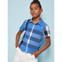 Boys Button Front Plaid Shirt