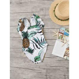 Toddler Girls Random Pineapple Print Ruffle One Piece Swim