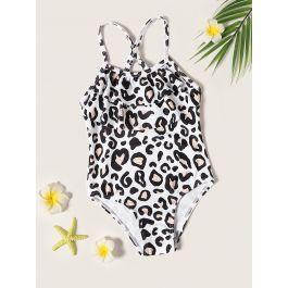 Toddler Girls Leopard Tiered Layer One Piece Swim