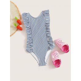 Toddler Girls Ruffle Trim Striped One Piece Swim