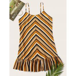 Ruffle Hem Chevron Cami Dress