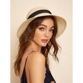 Self Tie Band Decor Floppy Hat