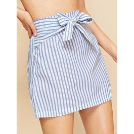 Striped Tie Front Skirt