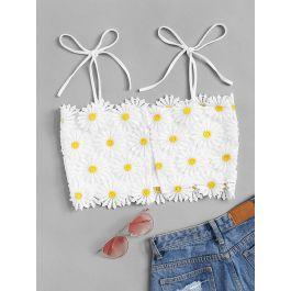 Shoulder Knot Appliques Crop Top